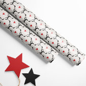 黒い弓とハート ラッピングペーパー