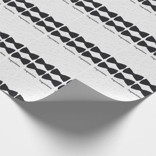 黒い弓の結び付き白と交換可能なグリーティング ラッピングペーパー (角)