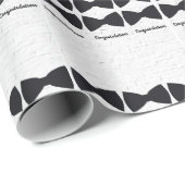 黒い弓の結び付き白と交換可能なグリーティング ラッピングペーパー (ロールコーナー)