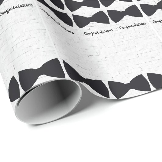 黒い弓の結び付き白と交換可能なグリーティング ラッピングペーパー (ロールコーナー)