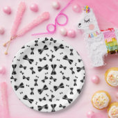 黒い弓タイ ペーパープレート (パーティー)