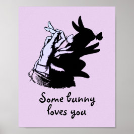 黒い影のヴィンテージで紫を愛するバニー ポスター