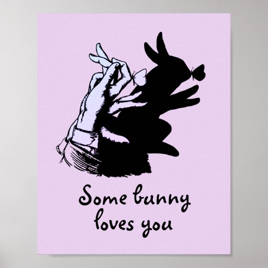 黒い影のヴィンテージで紫を愛するバニー ポスター (正面)