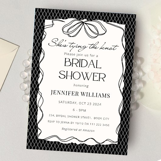 黒い彼女は結び目レースブライダルシャワー 招待状