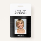 黒い従業員 – 名前フォトメタリック企業の バッジ (正面)