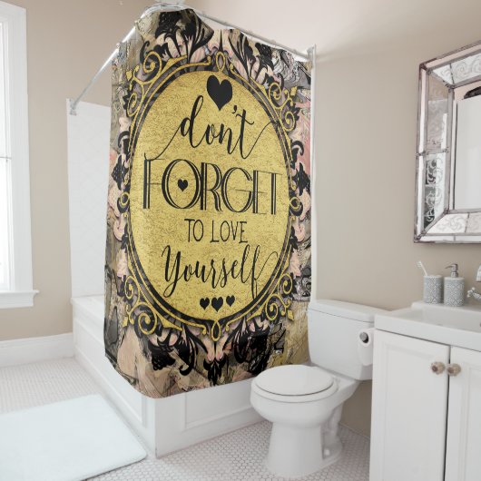 黒い忘れ大理石の渦を愛してはいけない シャワーカーテン (インサイチュ)