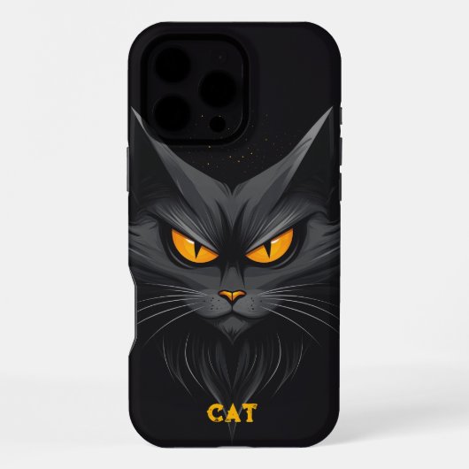 黒い怒った猫のカスタムデザイン iPhoneケース (裏面)