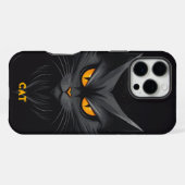 黒い怒った猫のカスタムデザイン iPhoneケース (裏面横)