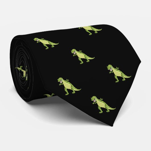 黒い恐竜のパターンの仕事、卒業ギフト ネクタイ (ロール)