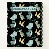 黒い恐竜の模様のかわいい水彩 ノートブック (裏面)