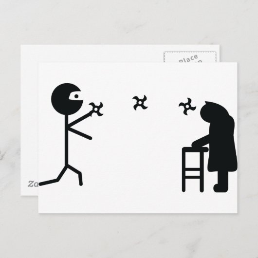 黒い悪い忍者戦おばあちゃん ポストカード (正面/裏面)