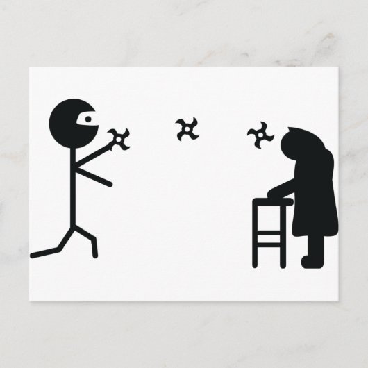 黒い悪い忍者戦おばあちゃん ポストカード (正面)