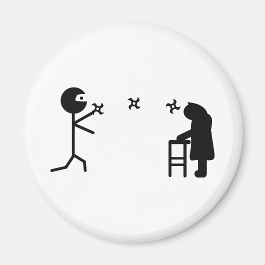 黒い悪い忍者戦おばあちゃん マグネット (正面)