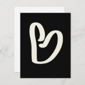 黒い愛の白いハートのバレンタインズ シーズンカード (正面/裏面)