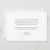 黒い感謝の書モダン道の写真結婚の サンキューカード (裏面)