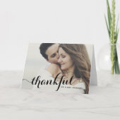 黒い感謝の書モダン道の写真結婚の サンキューカード (正面)