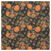 黒い感謝祭のトランプの七面鳥 ファブリック (見本)