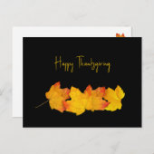 黒い感謝祭の郵便はがきの黄色の葉 シーズンポストカード (正面/裏面)