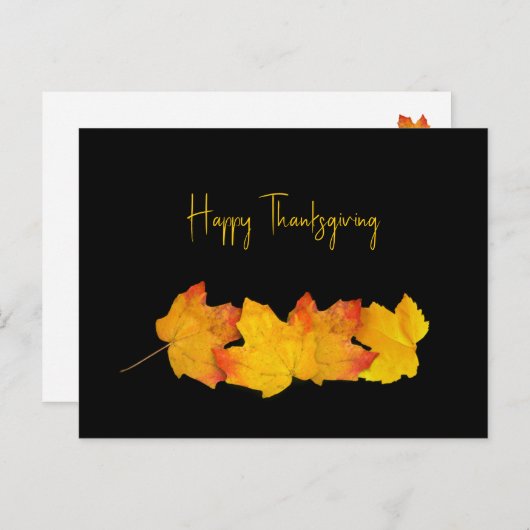 黒い感謝祭の郵便はがきの黄色の葉 シーズンポストカード (正面/裏面)
