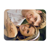 黒い手かわいらしのレタリング写真の日付を保存 マグネット (横)