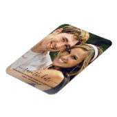 黒い手かわいらしのレタリング写真の日付を保存 マグネット (左側)