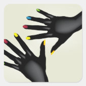 黒い手と絵を描爪、 ネイル スクエアシール (正面)
