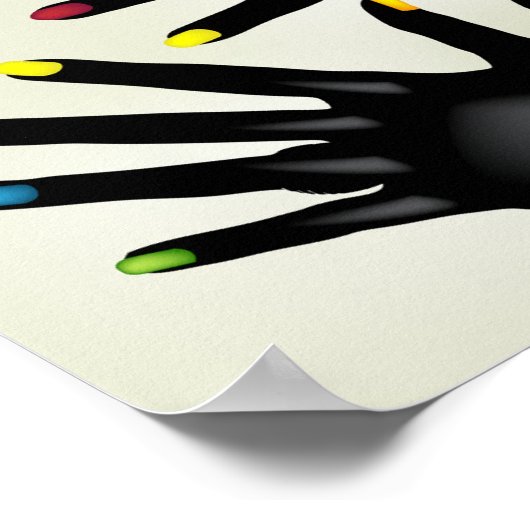 黒い手と色彩の鮮やか爪、 ネイルポスター ポスター (角)