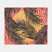 黒い手のひら葉のストローク フリースブランケット (正面(横))