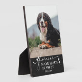 黒い手のプリント永遠に私たちのハートペットの写真 フォトプラーク (側面)