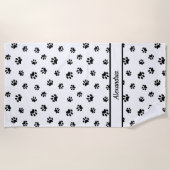 黒い手の印刷パターンパーソナライズされた ビーチタオル (正面)