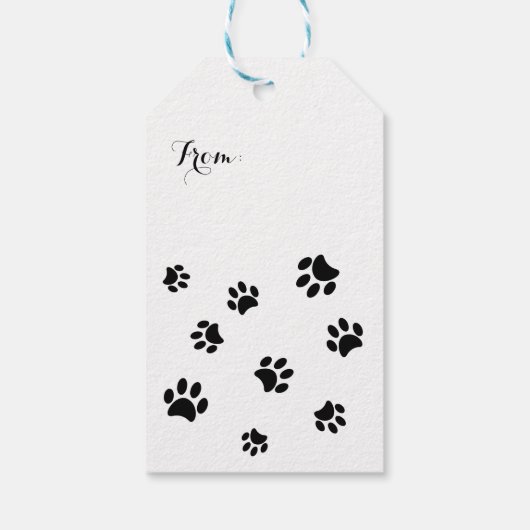 黒い手の印刷パターン ギフトタグ (裏面)