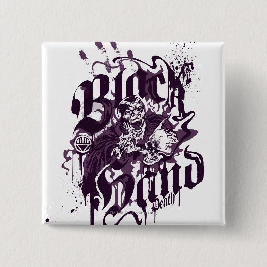 黒い手の紫色のコラージュ 缶バッジ (正面)