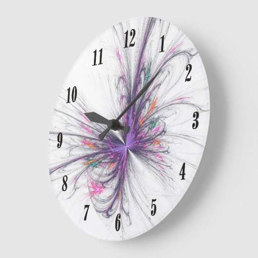 黒い手エレガントを持つ蝶形フラクタル時計 ラージ壁時計 (傾斜)