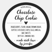 黒い手作りのチョコレートチップクッキー ラウンドシール (正面)