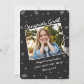 黒い手描きの落書き卒業招待状 招待状 (正面)