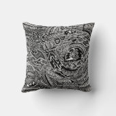 黒い手描きの蠍および種族の落書き クッション (裏面)