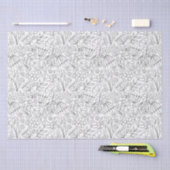 黒い手描きの鳩の花 薄葉紙 (クラフト)