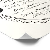 黒い手描きボウフレームカクテルメニュー ポスター (角)