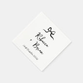 黒い手描きリボンのスケッチ結婚の スタンダードカクテルナプキン (角)