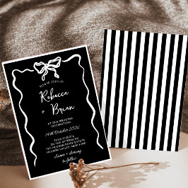 黒い手描きリボンのスケッチ結婚の 招待状