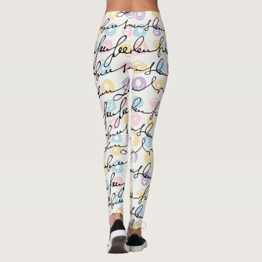 黒い手書きと円 レギンス (裏面)