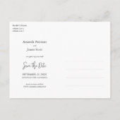 黒い手書きシンプルの写真日付の保存 案内ポストカード (裏面)