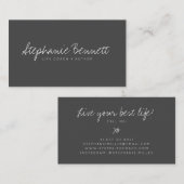 黒い手書きスクリプト署名ロゴライフコーチ 名刺 (正面/裏面)