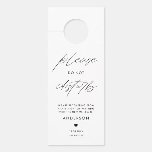 黒い手書き入力が邪魔しな結婚い ドアノブサイン (正面)