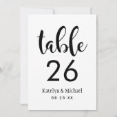 黒い手書き結婚スクリプトの表番号 招待状 (裏面)