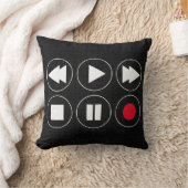 黒い技術アイコンは速遊く前に巻き戻す クッション (ブランケット)