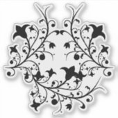 黒い抽象芸術かわいらしの花の丸い房 シール (正面)