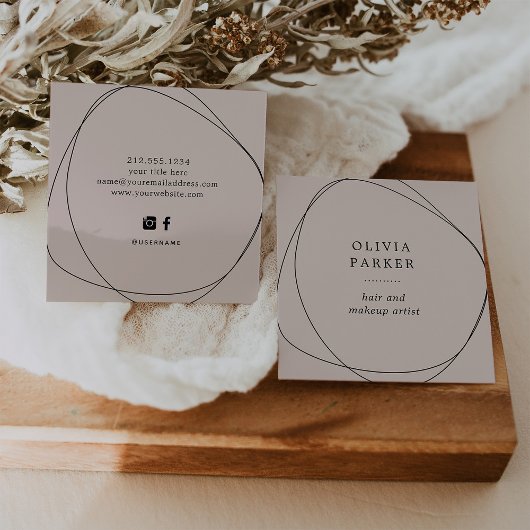 黒い抽象芸術円 |中立バラ スクエア名刺