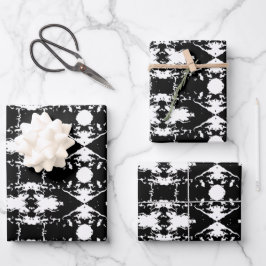 黒い拇印Cookieの木の樹皮パターン（の模様が）ある ラッピングペーパーシート