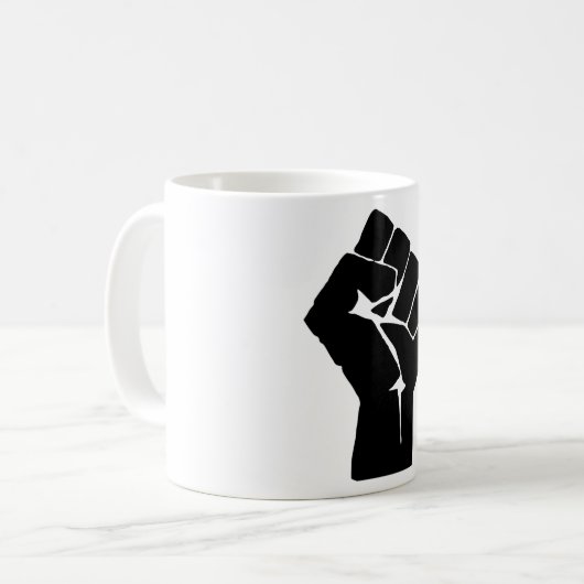 黒い拳を上げ – 抵抗の抗議 コーヒーマグカップ (正面左)
